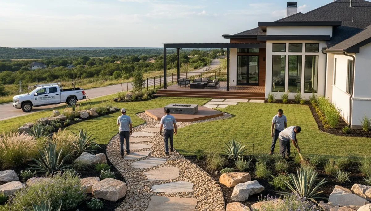 Landscaping team serving Dallas, TX with professional lawn care and outdoor maintenance