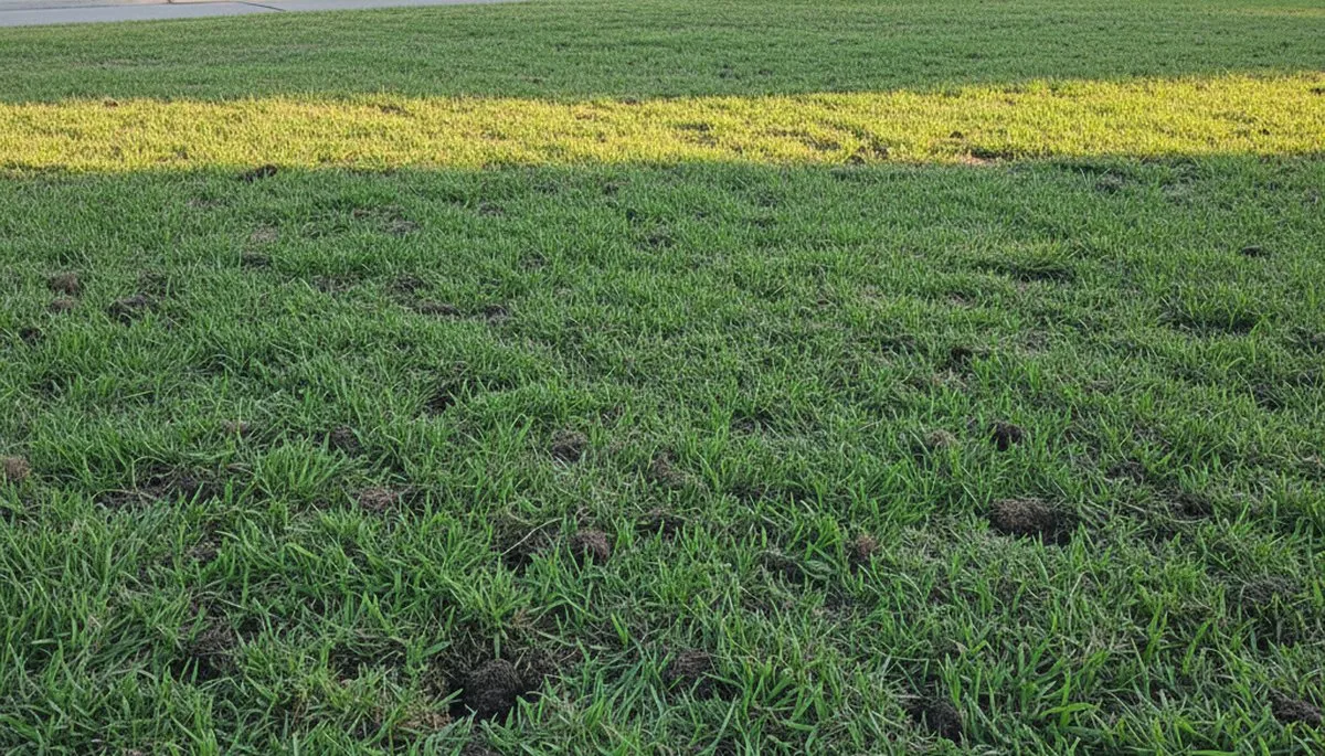Dallas lawn recovering after professional aeration service showing healthy turf growth and soil improvement
